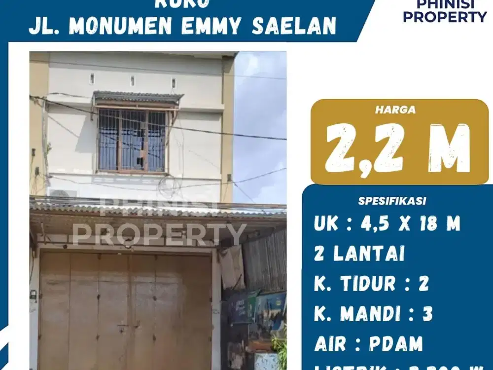 DIJUAL RUKO MURAH DI JALAN MONUMEN EMMY SAELAN