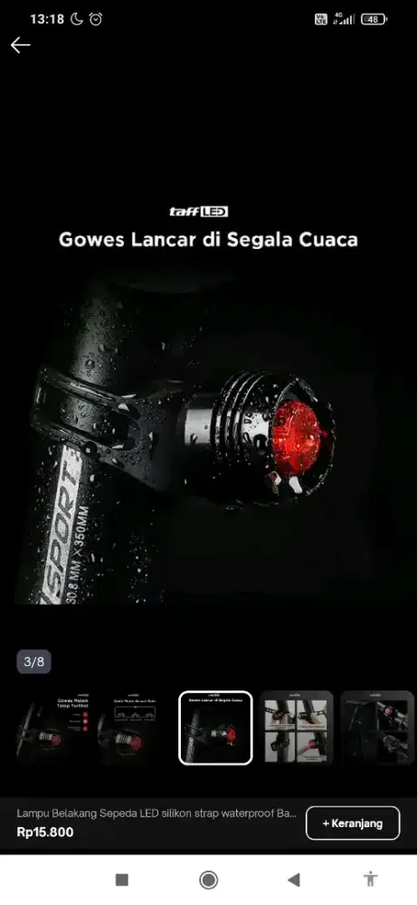 Lampu Belakang Sepeda LED silikon strap waterproof Baterai 2032