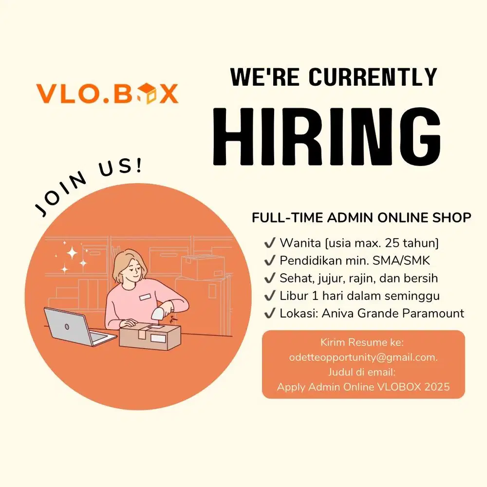 FULL TIME ADMIN ONLINE SHOP PACKAGING KUE