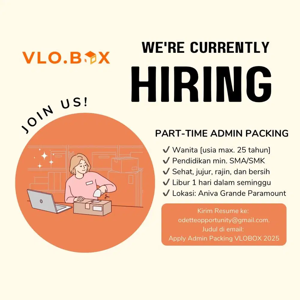 PART TIME ADMIN PACKING ONLINE SHOP PACKAGING KUE