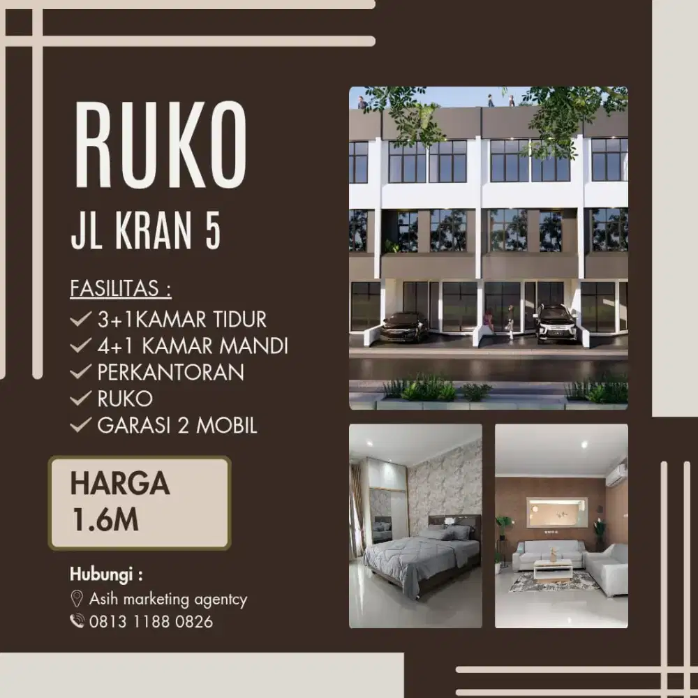 Ruko 4 lt full roftof siap huni Kemayoran lokasi strategis jak-pus