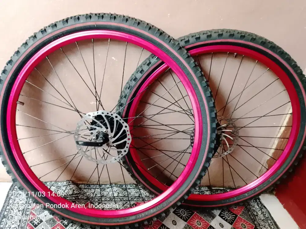 wheelset 26 inch lengkap(rim red anodize)QR