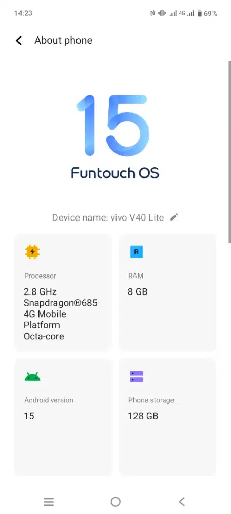 Vivo v40 lite 4g ram 8/128