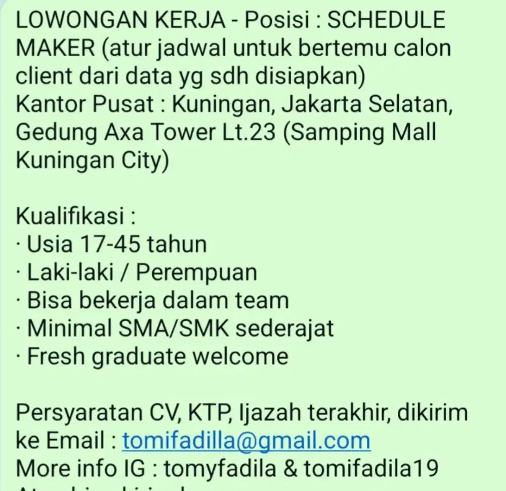 Info loker schedule maker