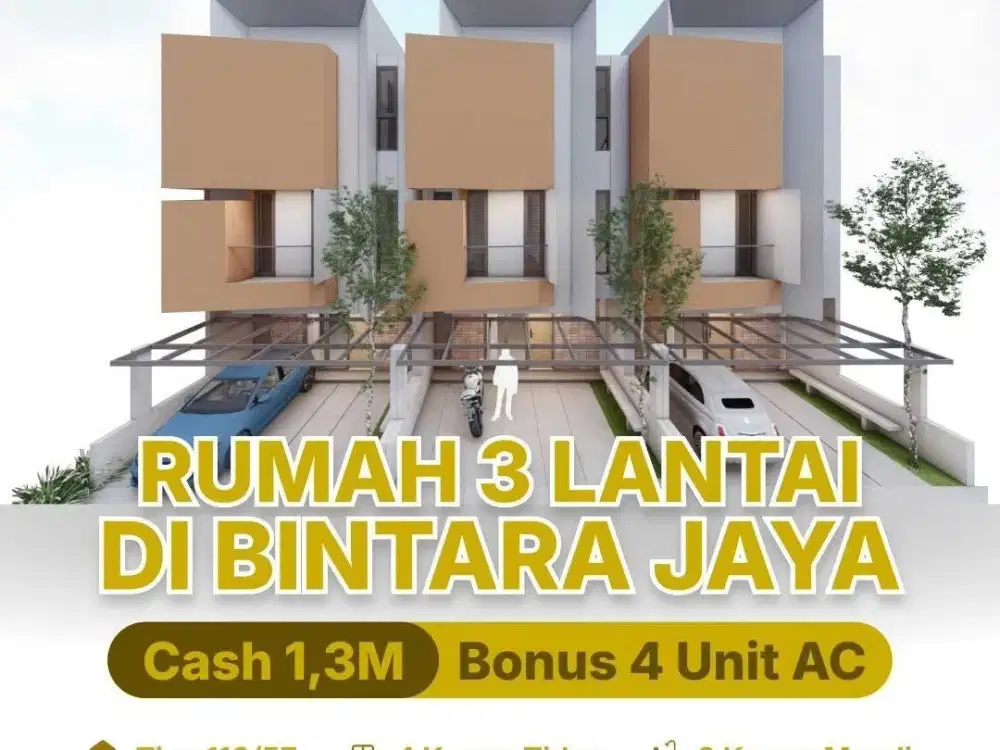 Rumah Dijual 3 Lantai Bintara Jaya Bekasi, Dekat Kalimalang Nego