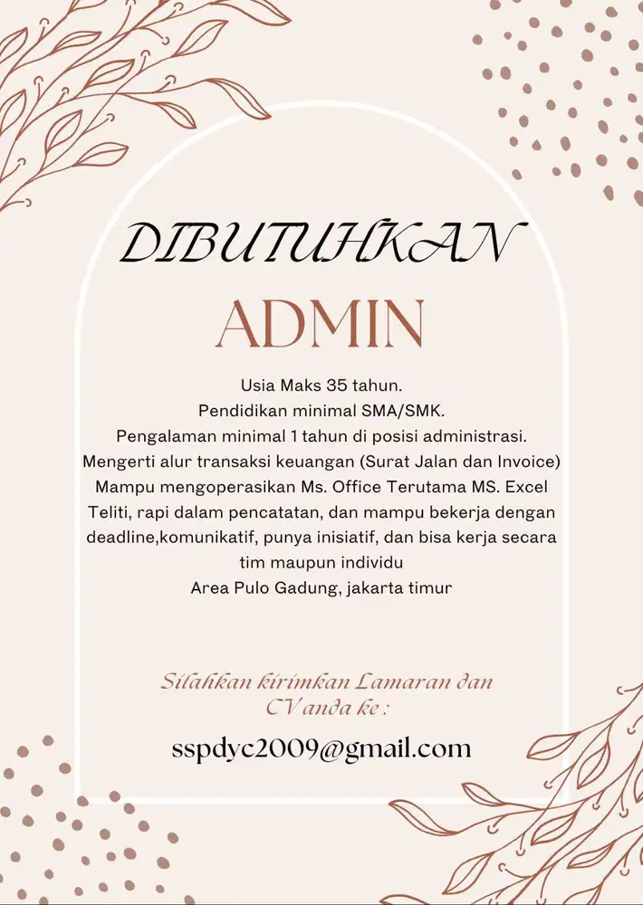 DUBUTUHKAN ADMIN
