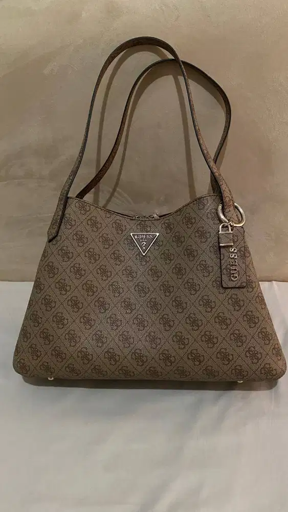 Preloved Tas Guess Tote Brown Original