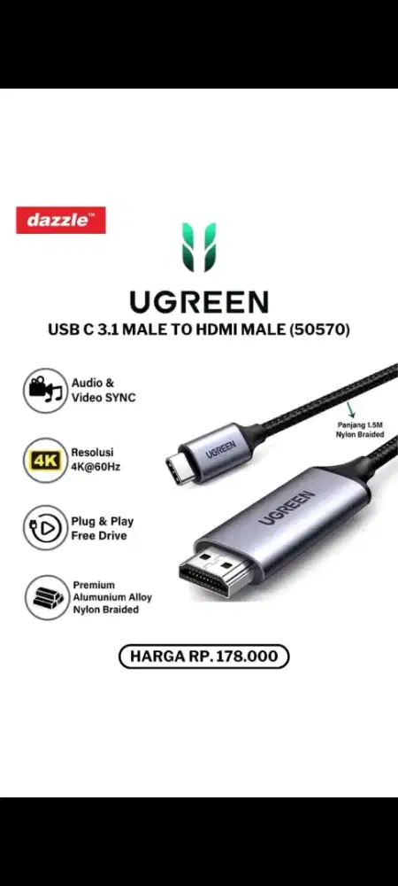 Ugreen type C 3.1 to HDMI MALE