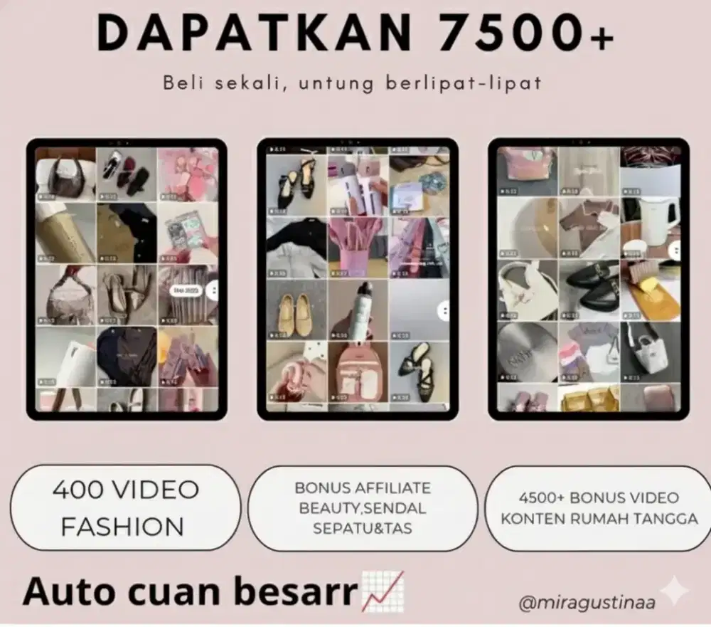 TERMURAH Bank konten 7500++ video affiliate premium Auto cuan besar