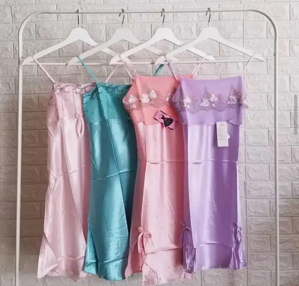 Daster tidur tali satu bahan satin
