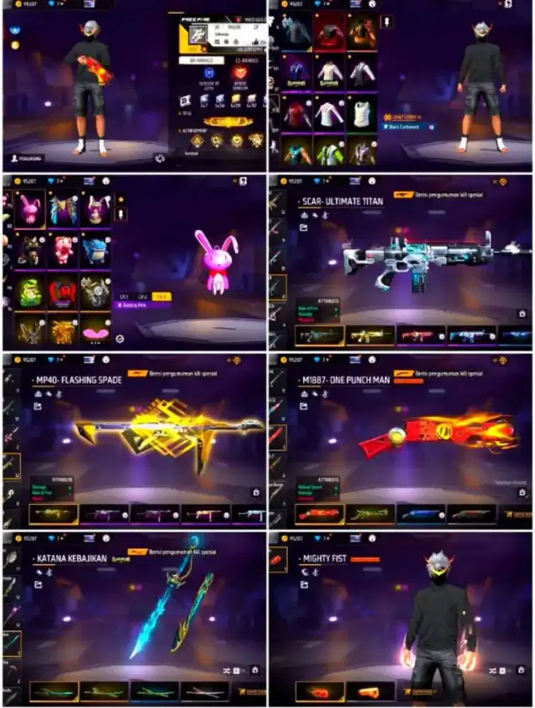 Jual akun fire free sultan skin terkeren di fire free murah