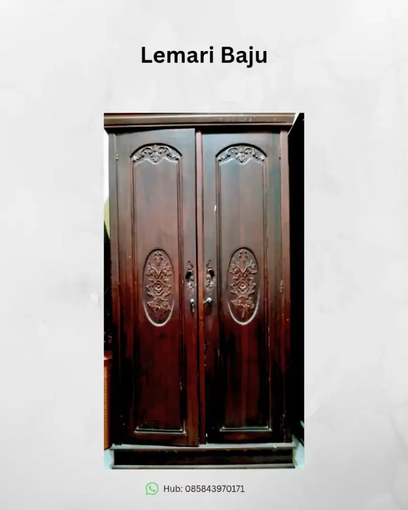 Lemari baju jati 2 pintu