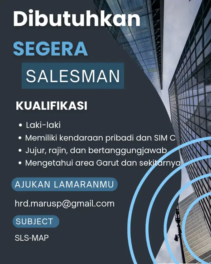 Dibutuhkan salesman