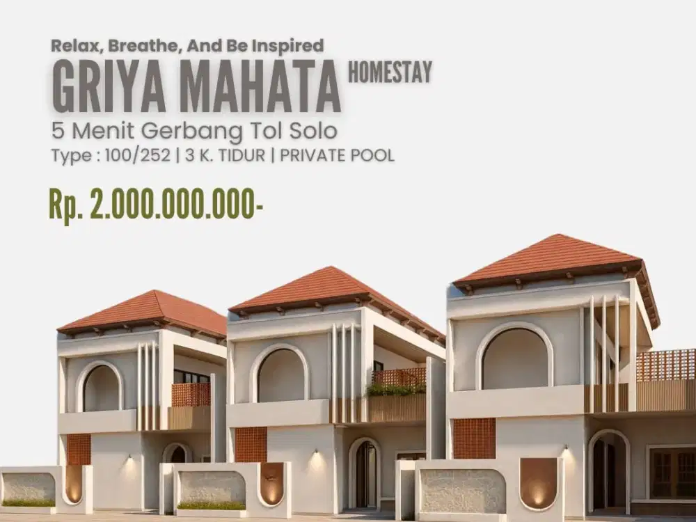 1 Menit TOL Solo Rumah Mewah Nyaman dihuni, Untung dikomersilkan