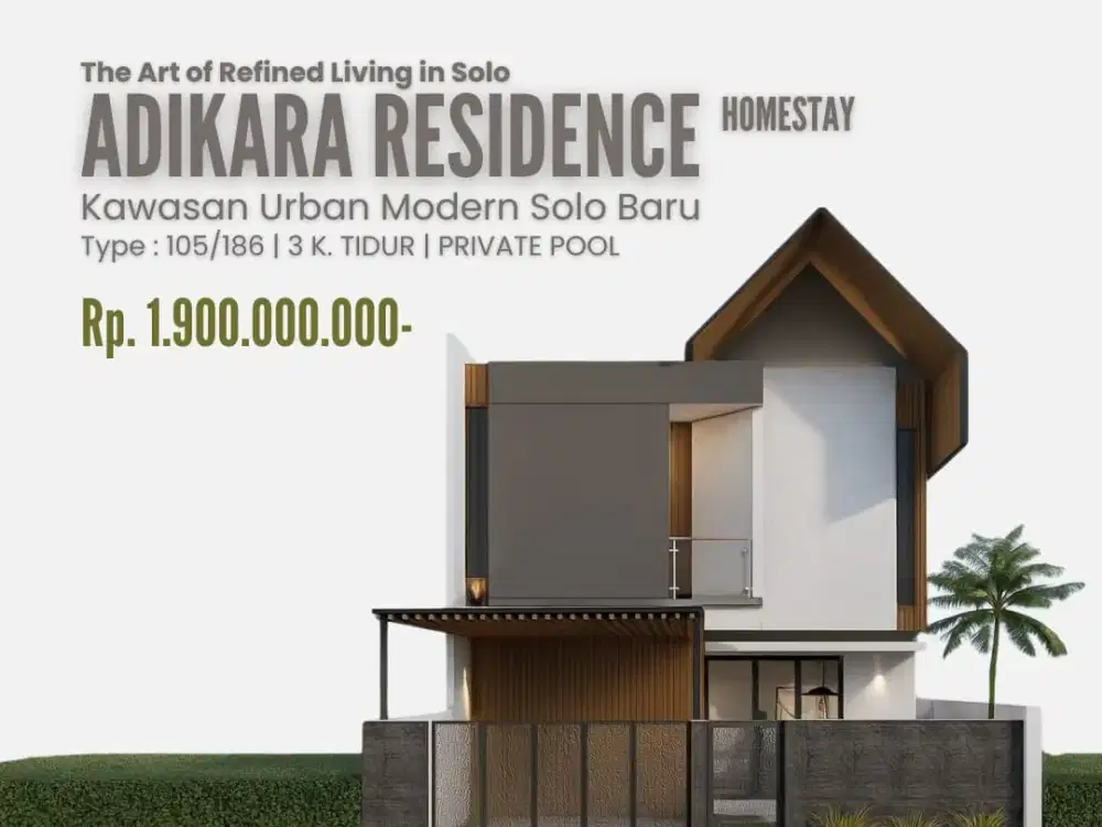 Belakang The Park Mall Solo Baru Rumah Mewah Nyaman dihuni, Potensi Sewa Tinggi