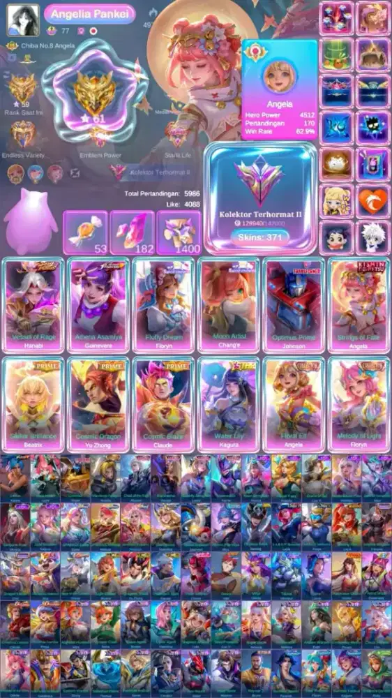 Jual akun mobile Legends sultan harga murah