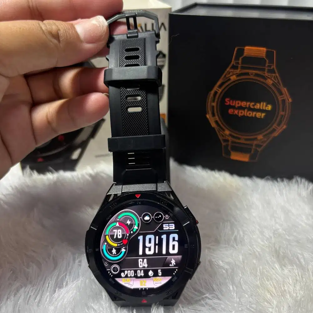 Supercalla Explorer GPS Dual-Band 6 Satellites Smart Watch hitam black