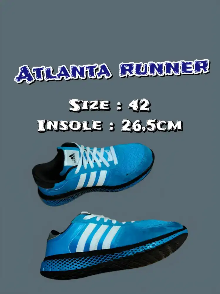 Sepatu sneakers second Adidas atlanta runner size 42 insole 26,5cm