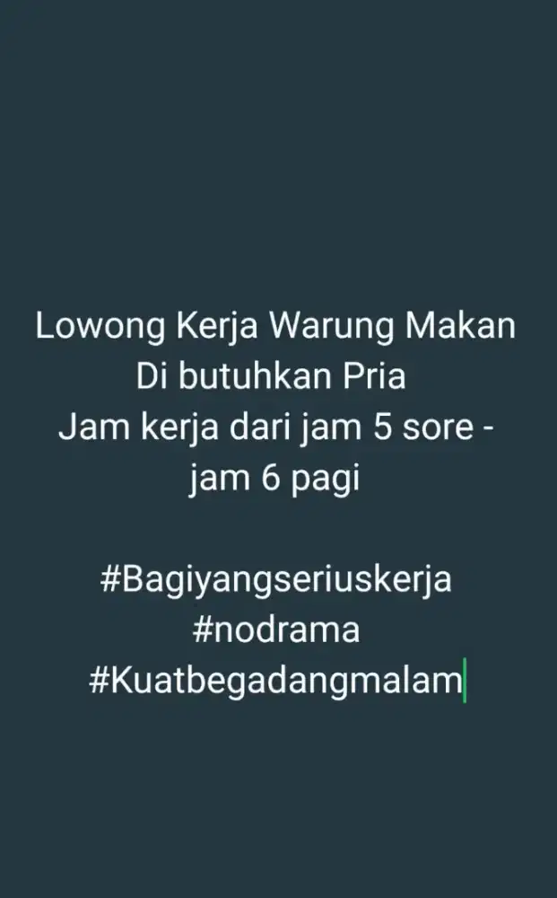 Lowong Kerja Warung Nasi