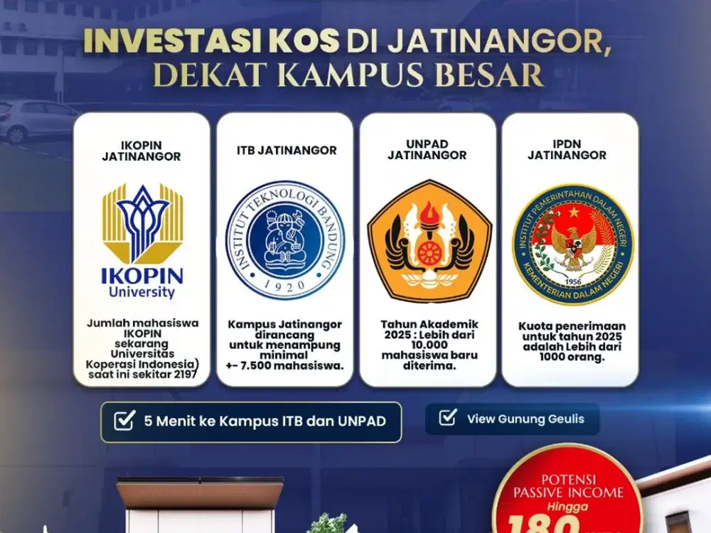Investasi Kos di Jatinangor dekat Kampus Besar