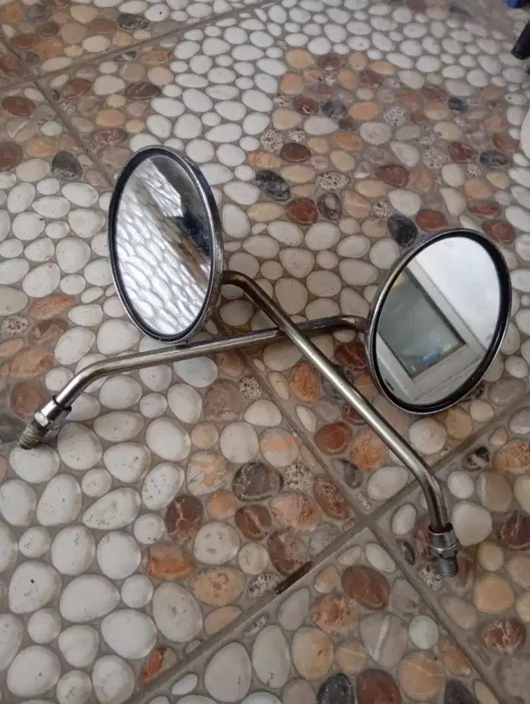 Jual spion bulat universal, tangkai panjang, warna chrome