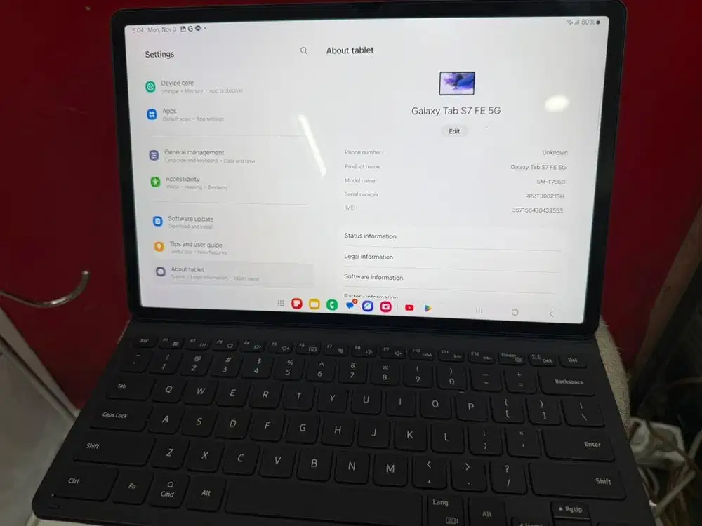 Samsung galaxy  tab S7 FE 5G 6/128 gb black