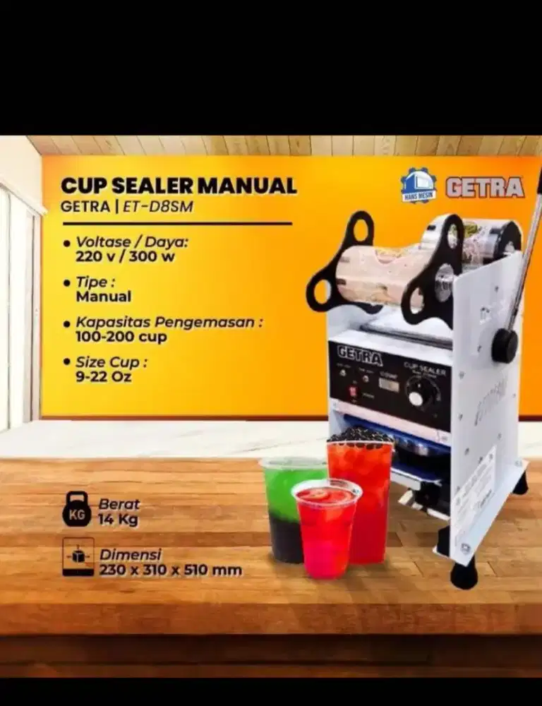Cup sealer getra ukuran 16oz - 22oz