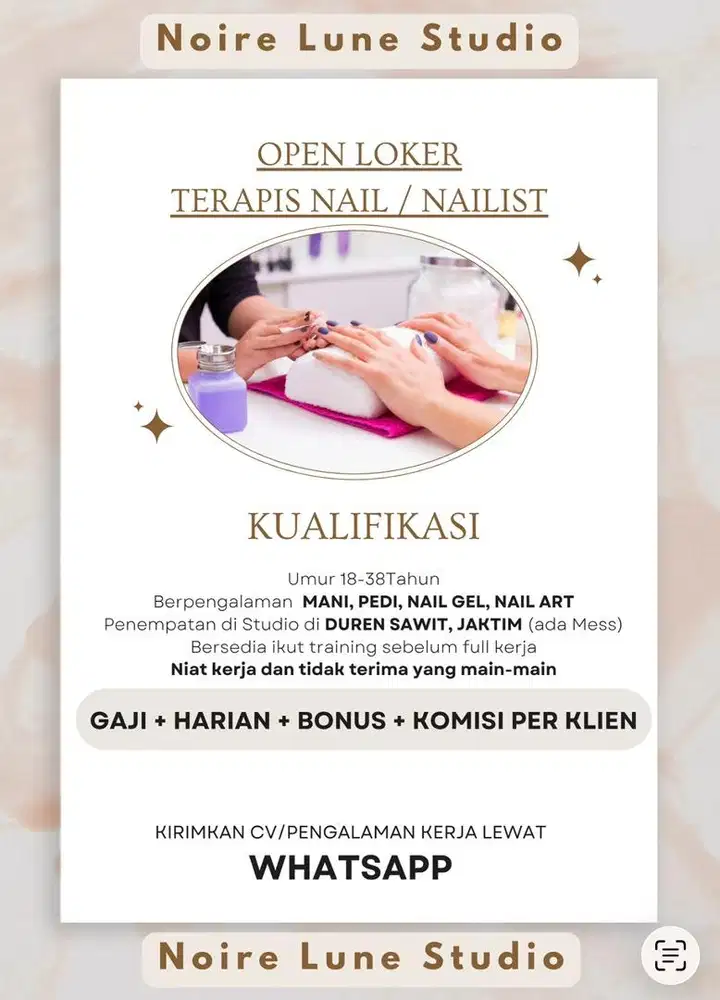 Loker Terapis Nail / Nailist Lowongan Kerja Jakarta Timur