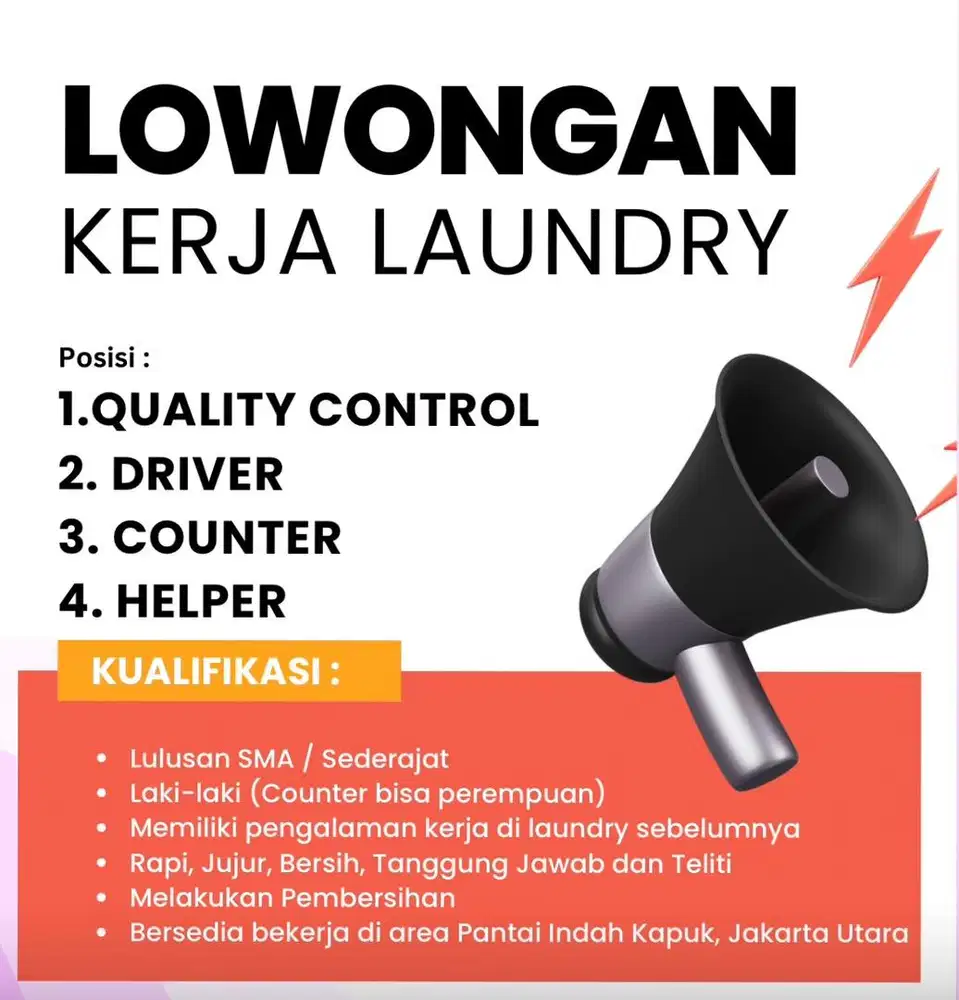 Dicari Karyawan Laundry