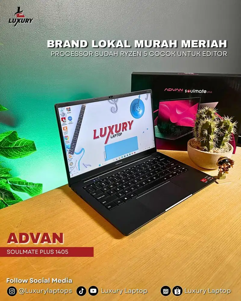 LAPTOP ADVAN SOULMATE PLUS 1405 AMD RYZEN 5 RAM SSD SECOND MURAH BU