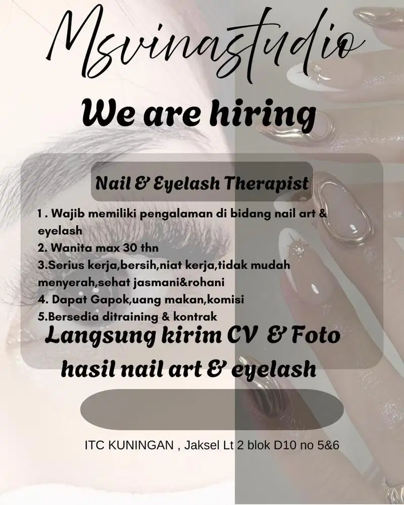 Lowongan Therapist Eyelash & Nail Art