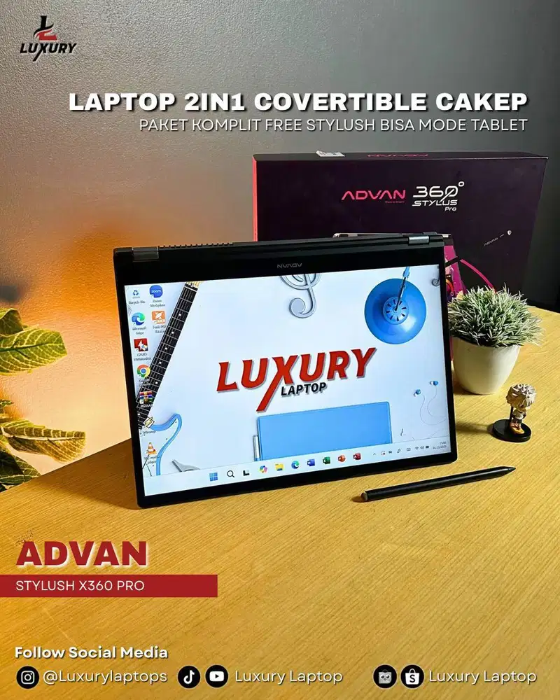 LAPTOP ADVAN STYLUSH X360 PRO 2IN1 SLIM CORE I3 SSD RAM TOUCHSCREEN BU