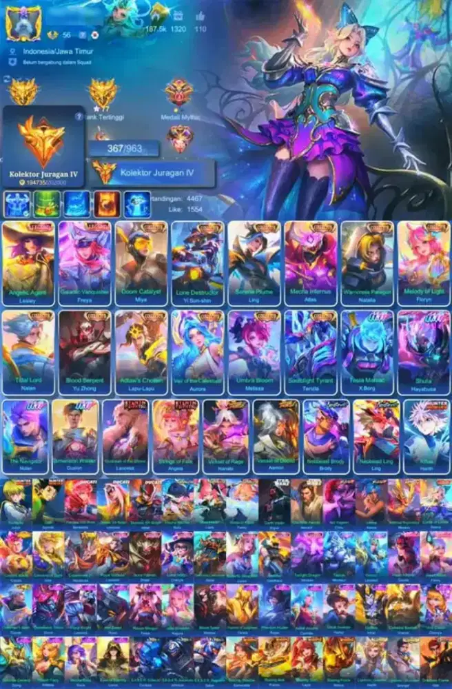 Jual akun mobile Legends sultan harga murah