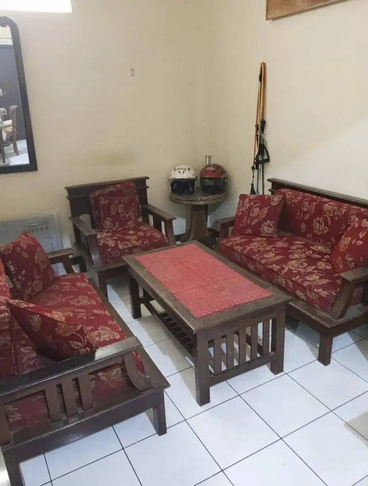Sofa kayu set vintage preloved