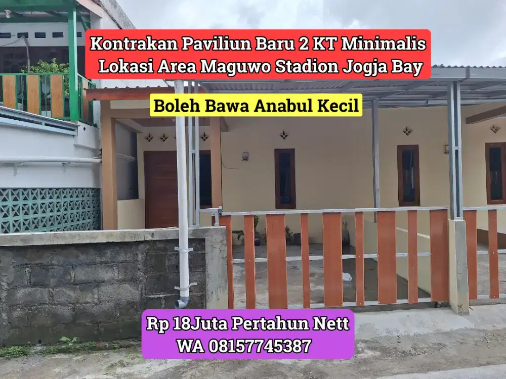 Disewakan PAVILIUN 2 KT Maguwo Stadion Jogja Bay , 18Juta Nett Pas