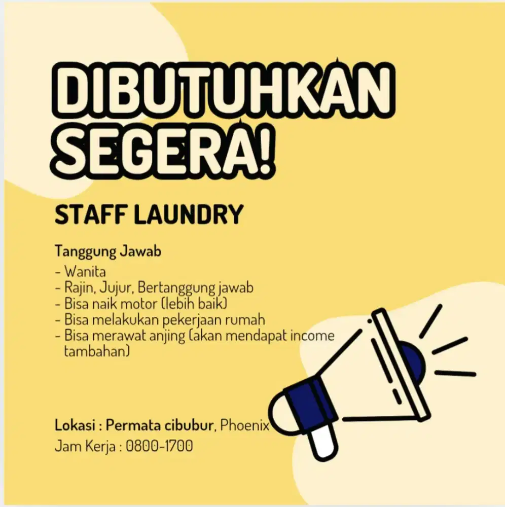 DIBUTUHKAN STAFF LAUNDRY