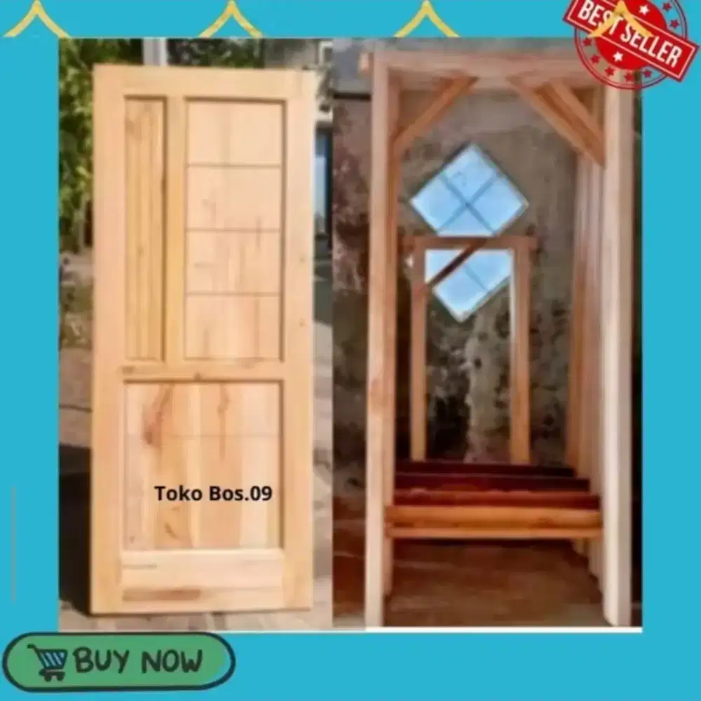 Pintu+kusen 1 set rumah minimalis kayu mahoni
