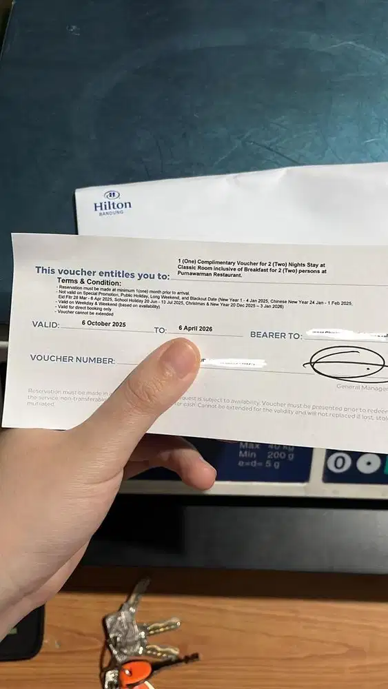 Voucher menginap 2 malam di Hilton Bandung