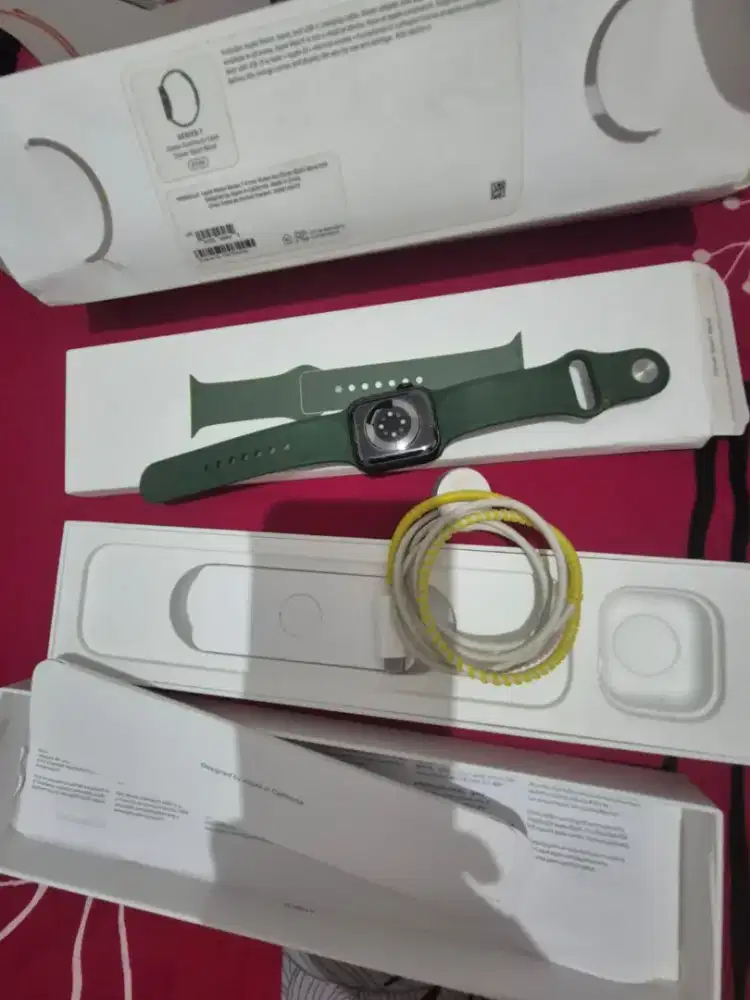 Jual Apple Watch Series 7 Green Aluminum case clover sport band [41mm]