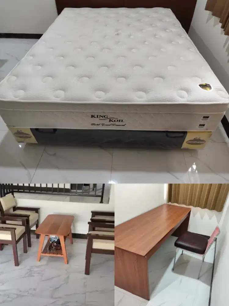 Kasur King Koil 160x200+dipan javapanda+kursi+meja