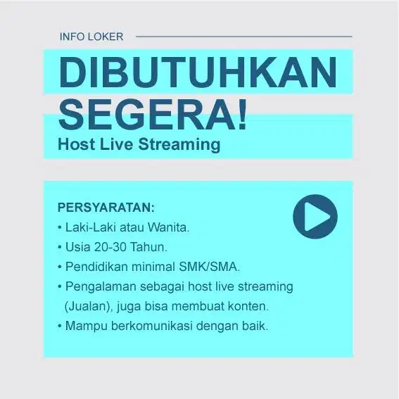 DICARI HOST LIVE STREAMING, LOKASI SAWANGAN DEPOK