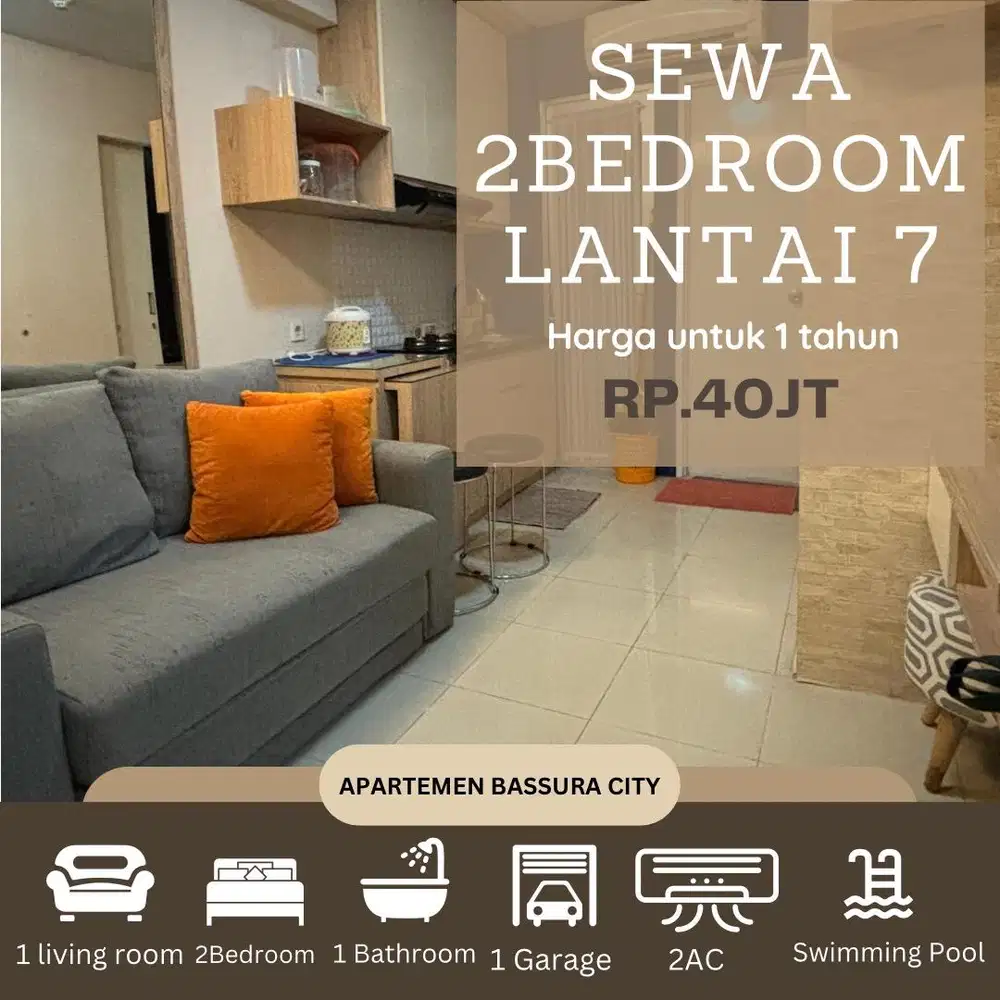 2 kamar sewa lantai 7 full furnish apartemen bassura city