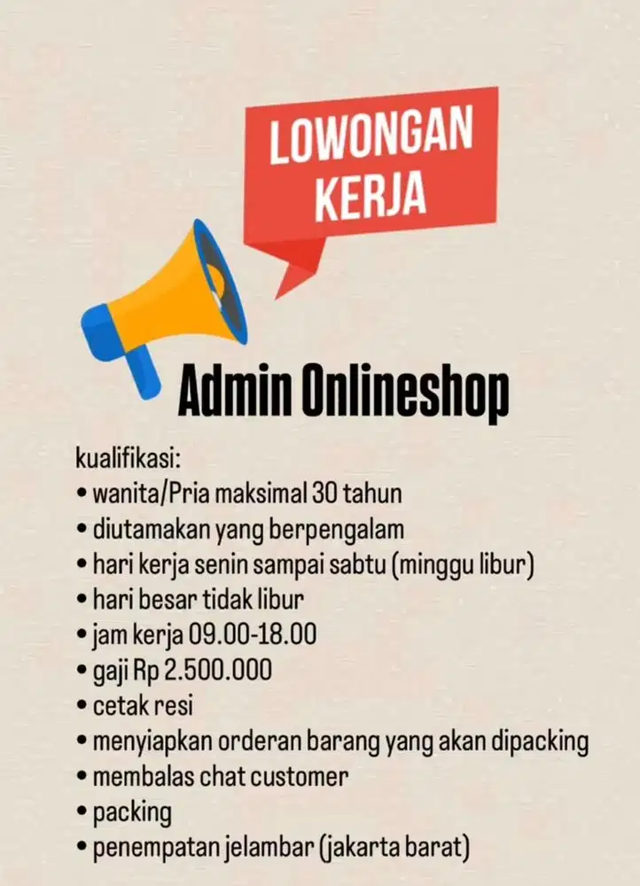 Admin onlineshop jelambar jakarta barat