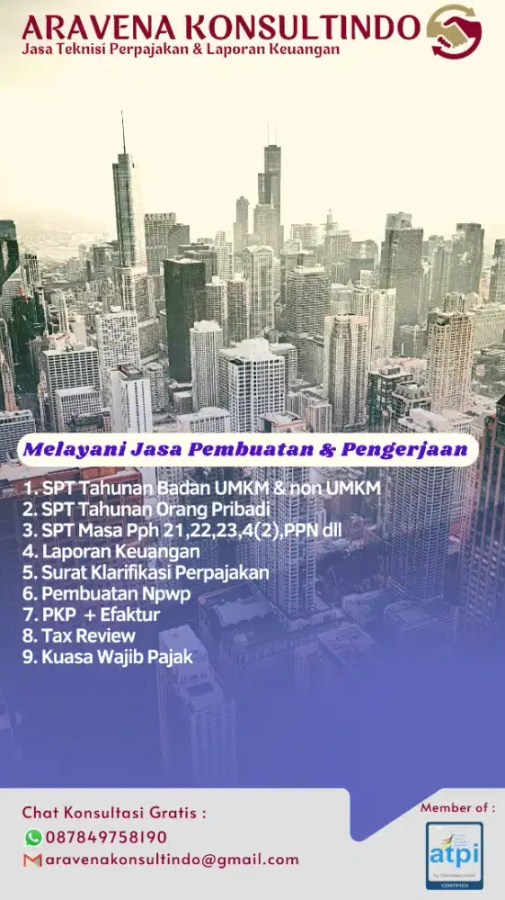 Jasa penyusunan pelaporan pajak dan laporan keuangan