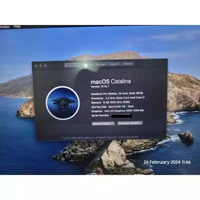 Logic board Macbook Pro 2013 15 A1398 13 Core i3 RAM 8 Gb core i7 me