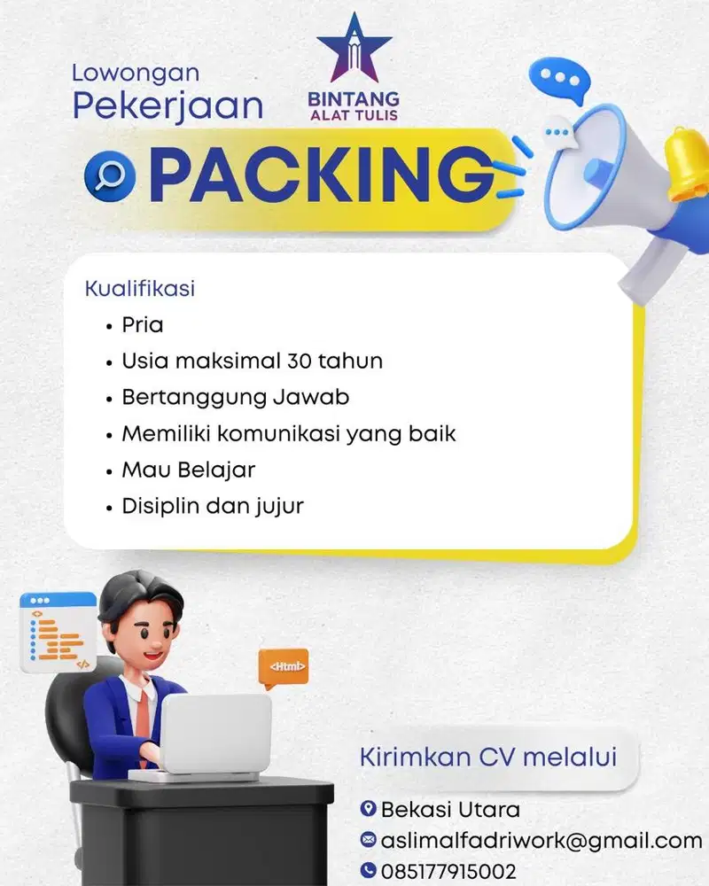 LOKER PACKER PRIA TOKO BUKU DAN ALAT TULIS
