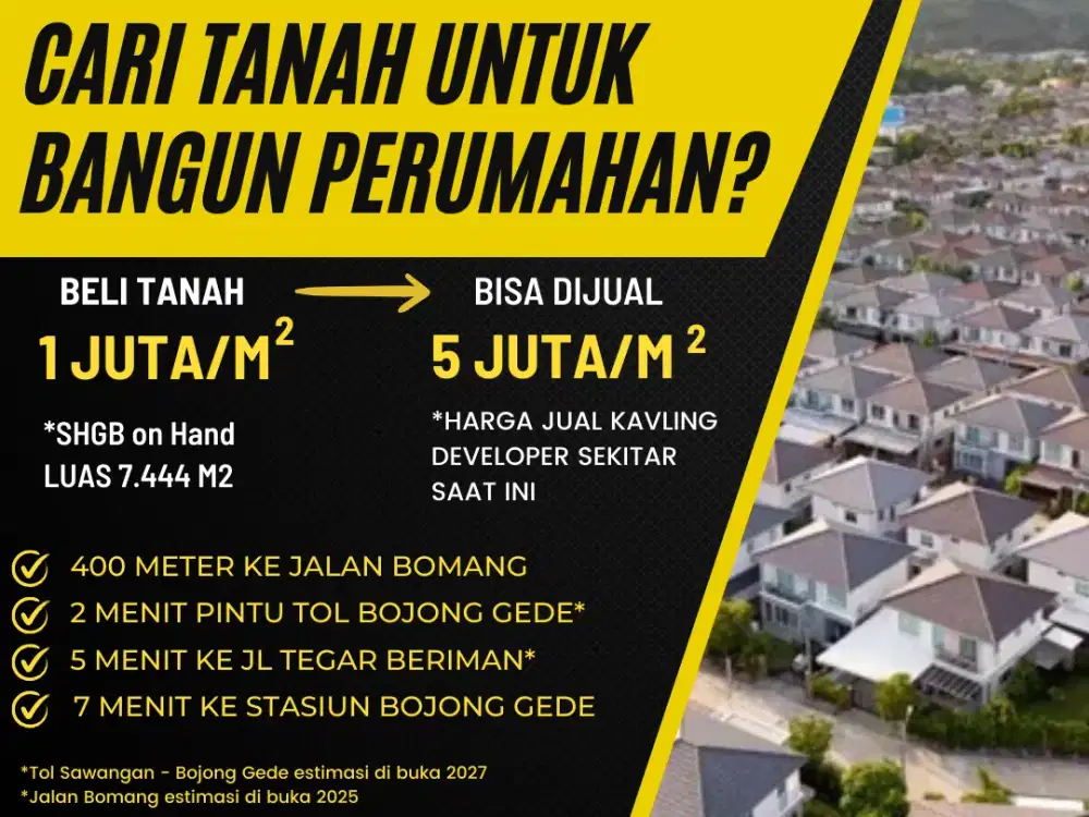 Tanah Murah Dekat Pintu Tol  Bojong Gede (Bomang) & Pemda Cibinong