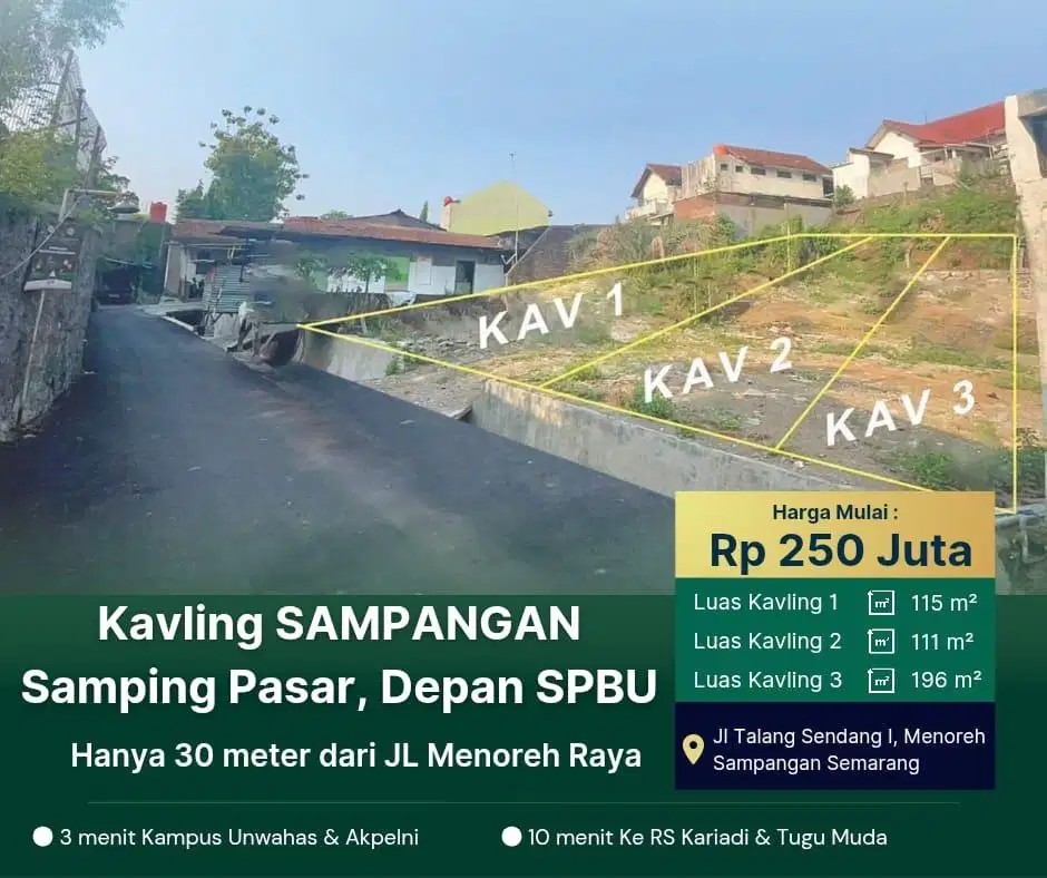 Tanah Semarang Kota Sampangan Gajahmungkur depan SPBU Menoreh