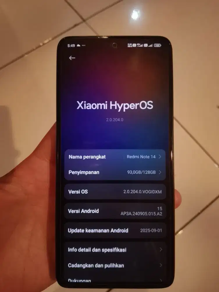 Redmi note 14 hyper os warna onyx black mulus 99% fullset