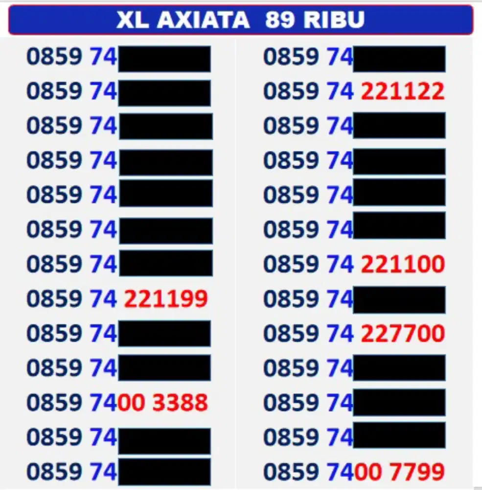 Nomor Cantik XL mulai 69K